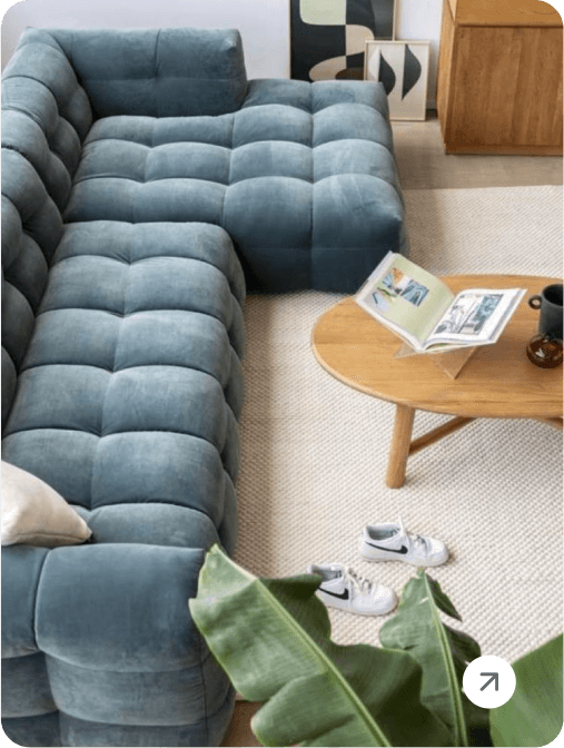 Green tufted headboard bed