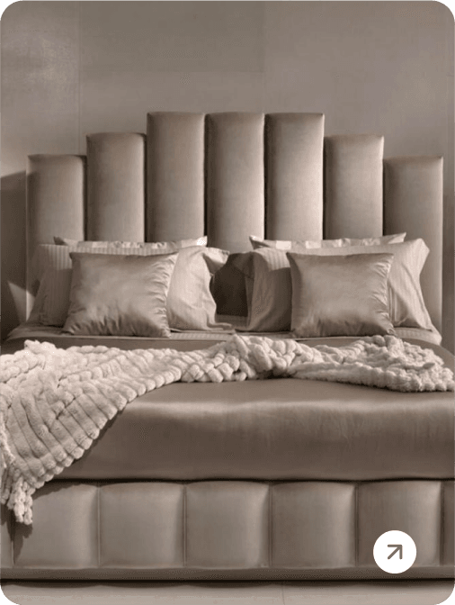 Beige tufted headboard bed
